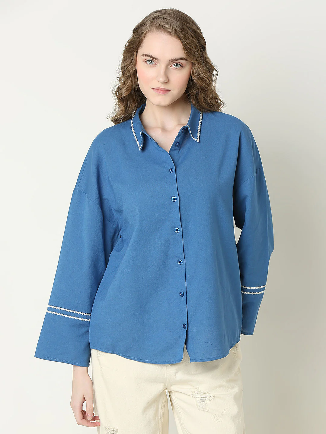 Blue Boxy Fit Shirt - Image 2