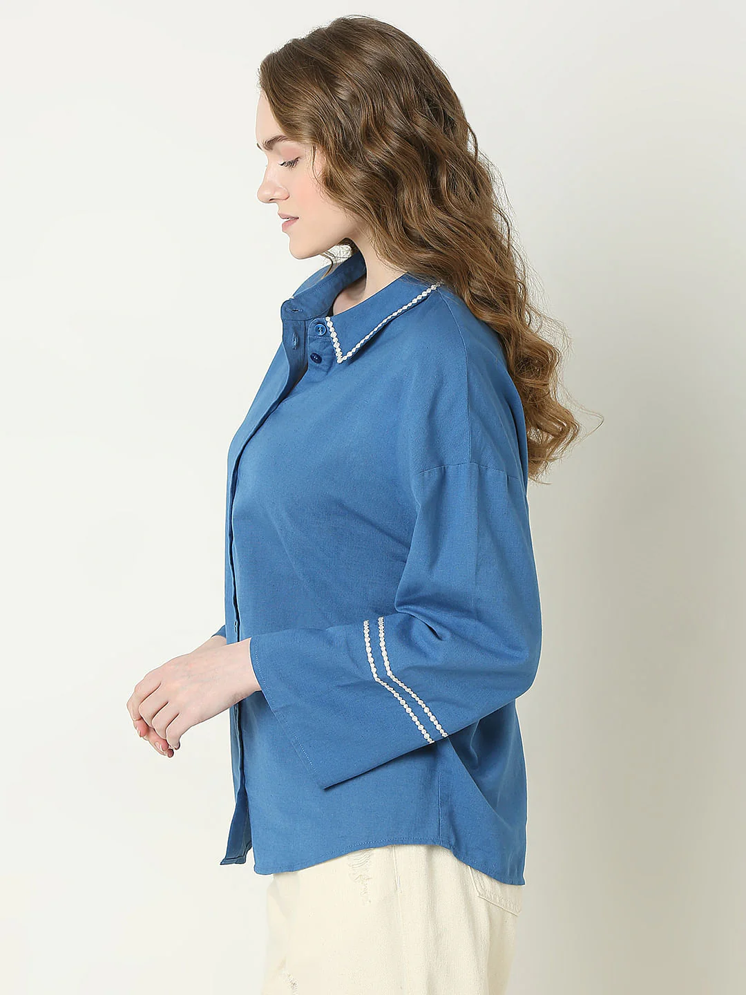 Blue Boxy Fit Shirt - Image 3