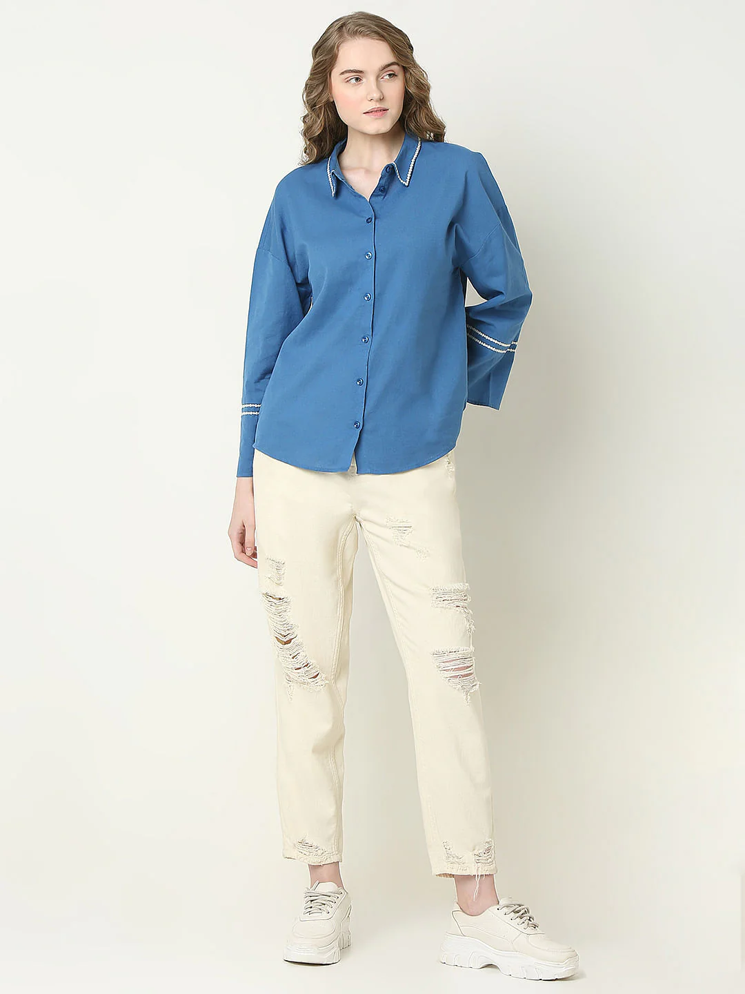 Blue Boxy Fit Shirt - Image 5