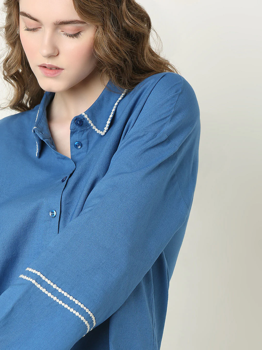 Blue Boxy Fit Shirt - Image 6