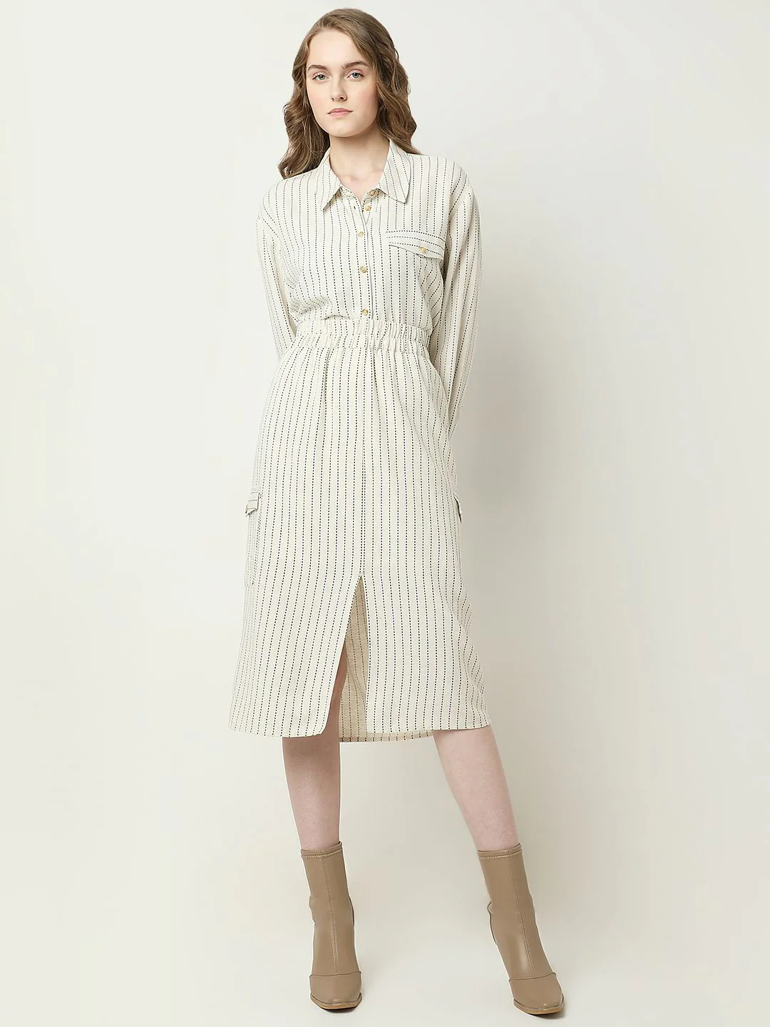 Beige Striped Co-Ord Set Skirt - Image 5