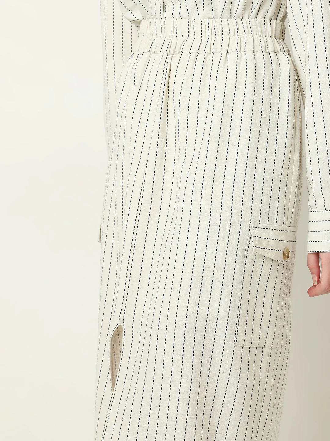 Beige Striped Co-Ord Set Skirt - Image 6
