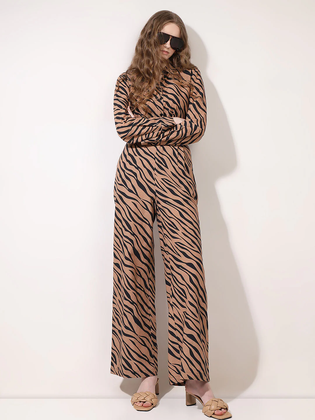 Brown Animal Print Co-Ord Set Pants