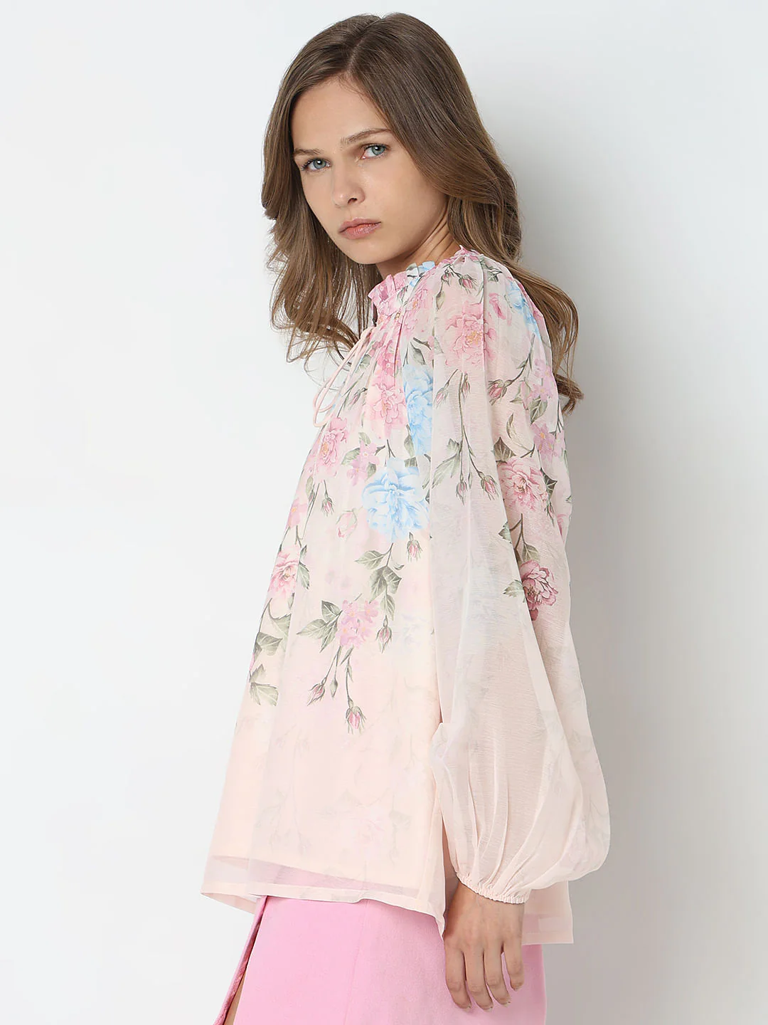 Light Pink Floral Print Top - Image 3