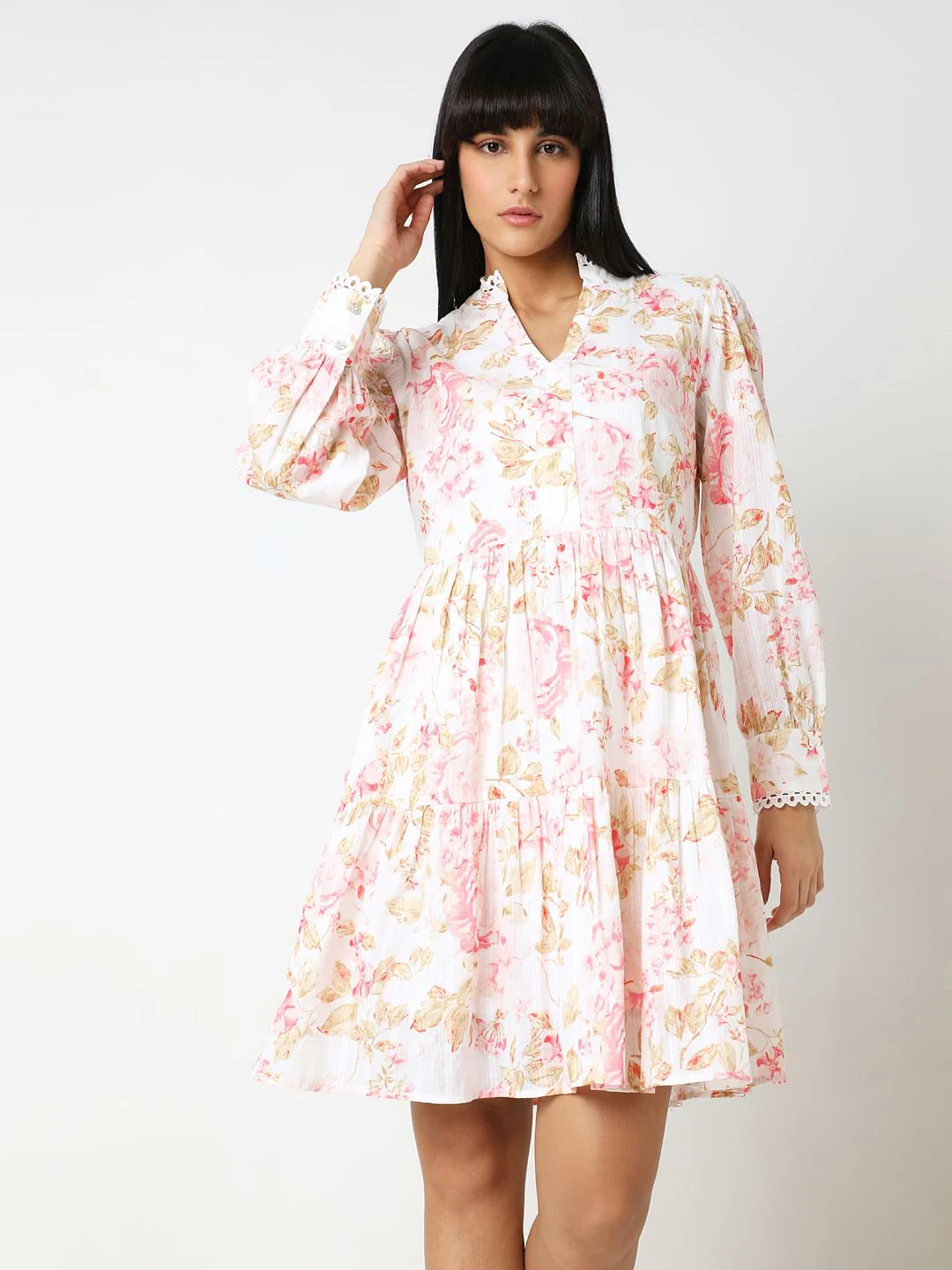 Off-White Floral Print Shift Dress - Image 2