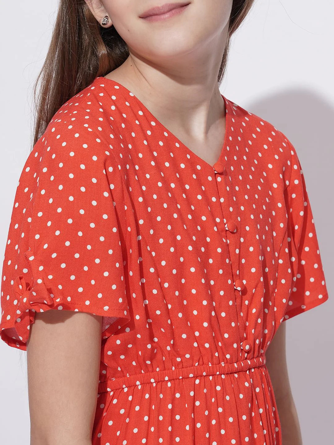 Girls Red Polka Dot Dress - Image 4