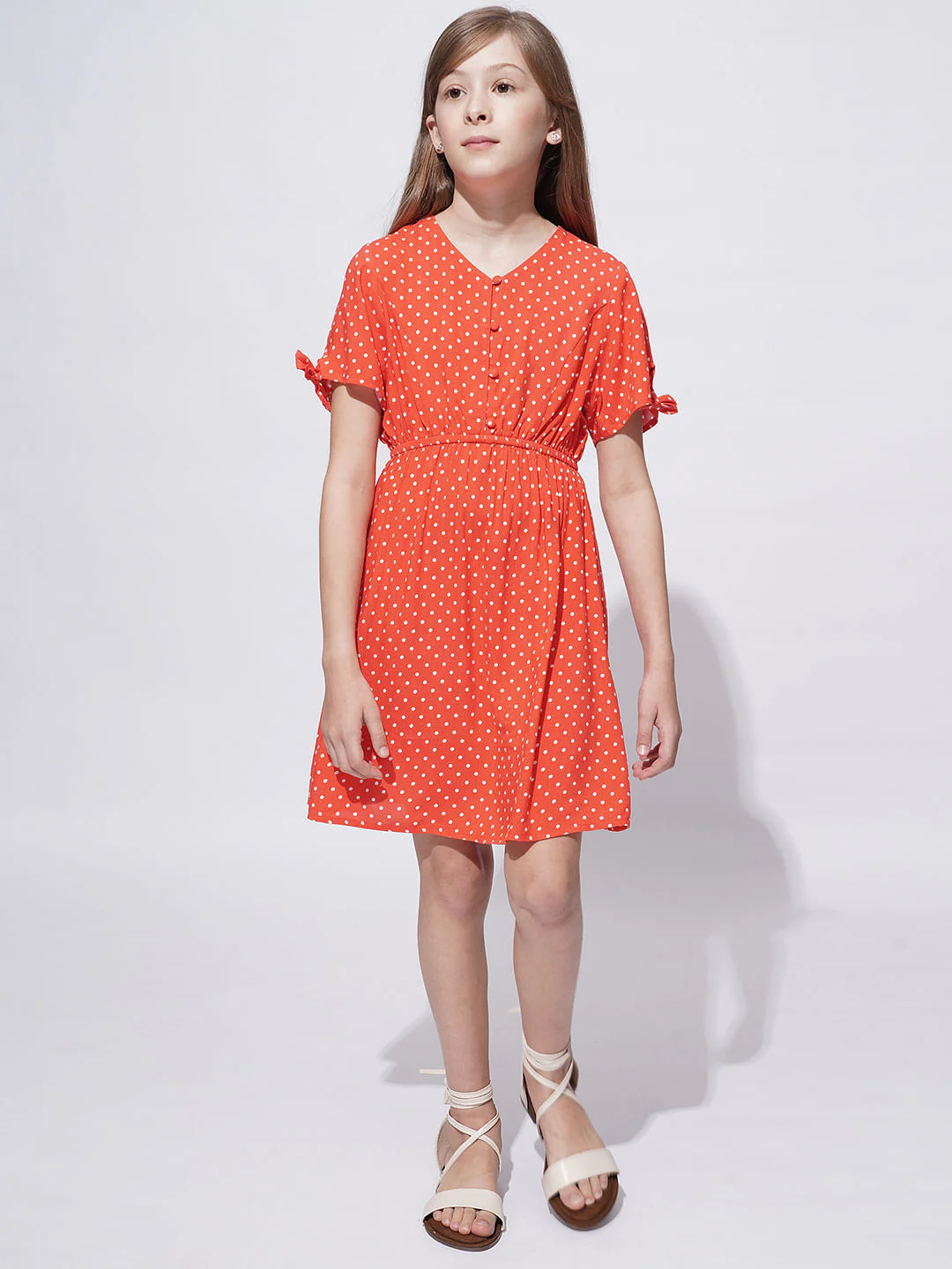 Girls Red Polka Dot Dress - Image 5