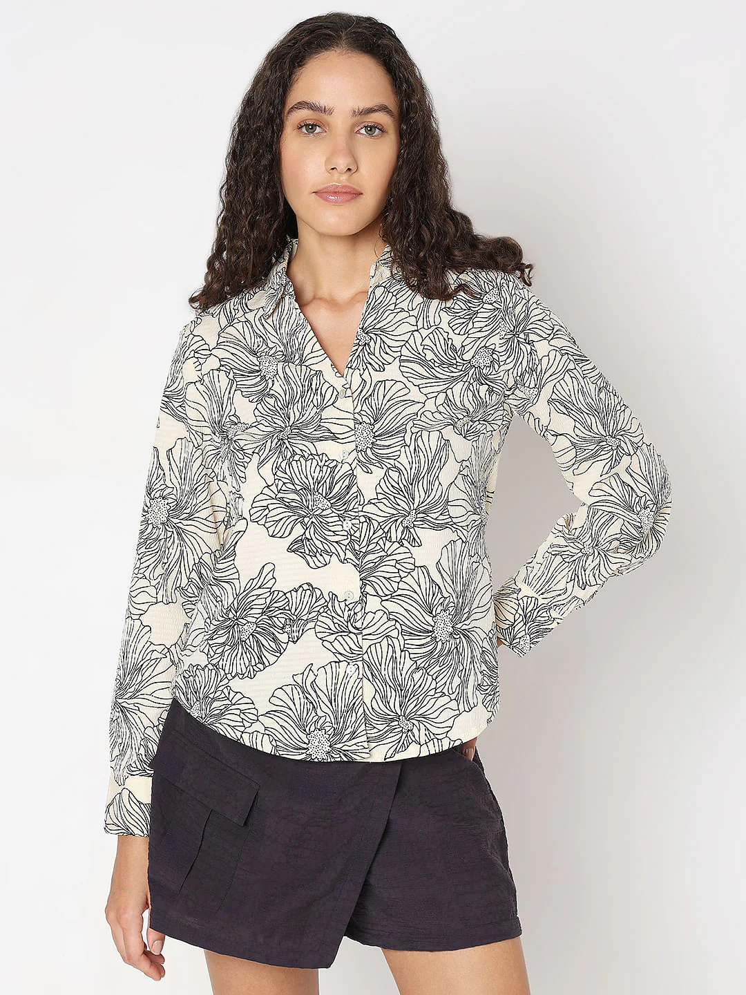 Cream Printed Shirt - Image 2