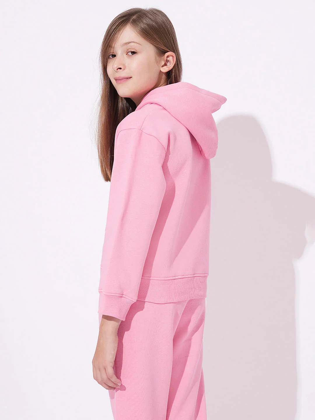 Girls Pink Cheshire-Face Hooded Sweatshirt - Image 3