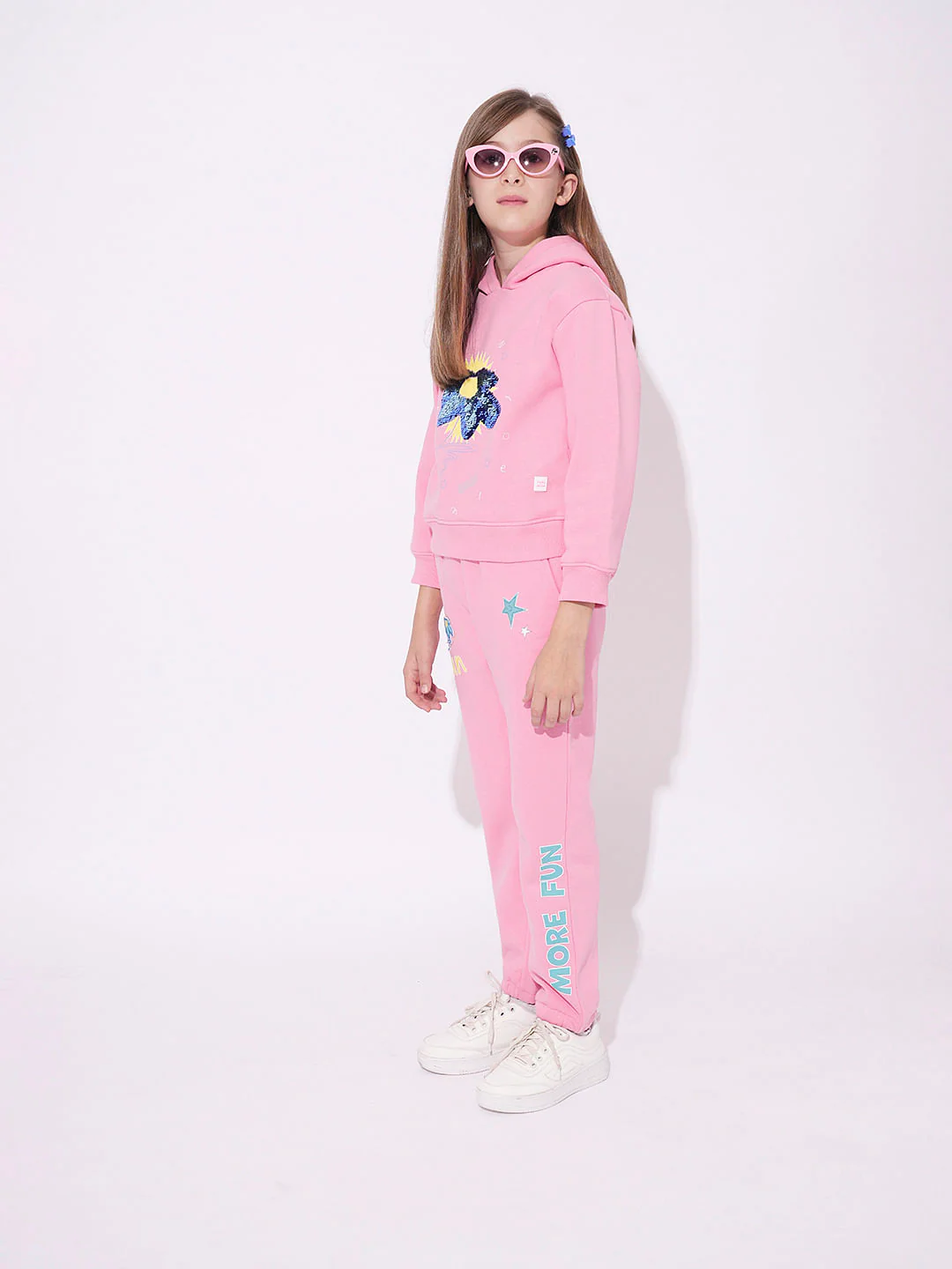 Girls Pink Cheshire-Face Hooded Sweatshirt - Image 5