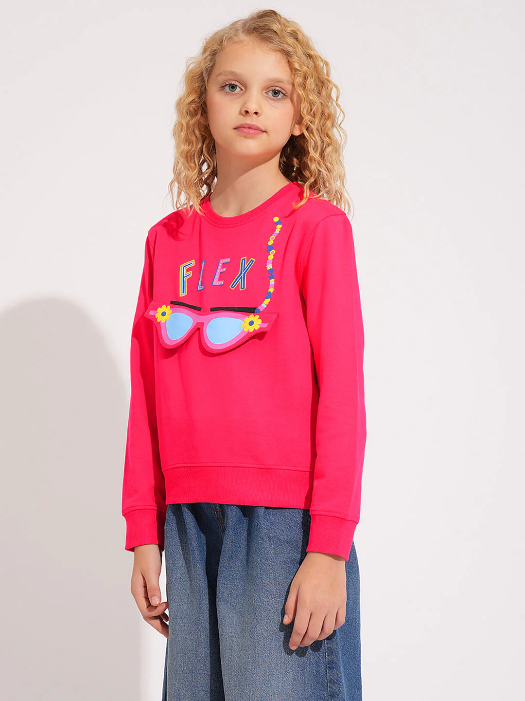 Girls Pink Graphic Print Sweatshirt - Image 2