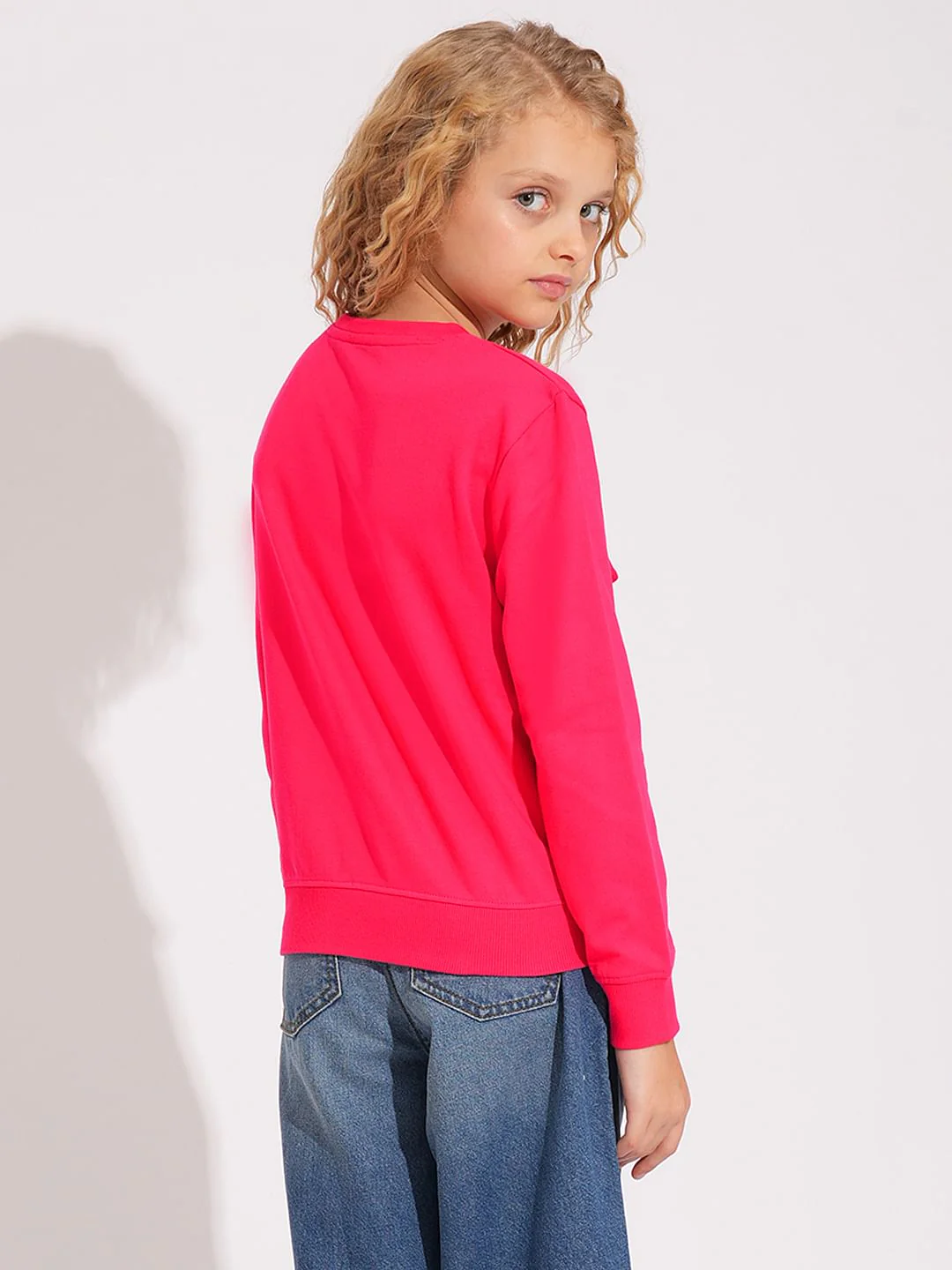 Girls Pink Graphic Print Sweatshirt - Image 3