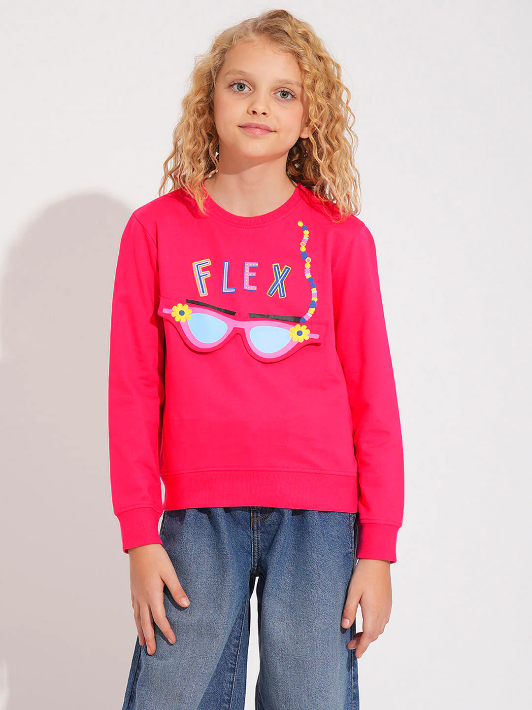 Girls Pink Graphic Print Sweatshirt - Image 4