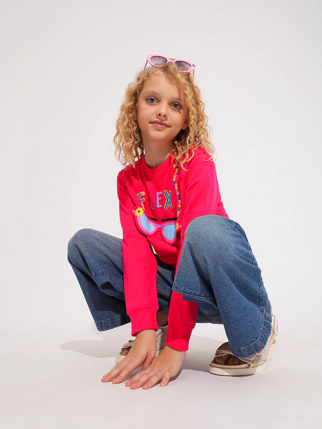 Girls Pink Graphic Print Sweatshirt - Image 5