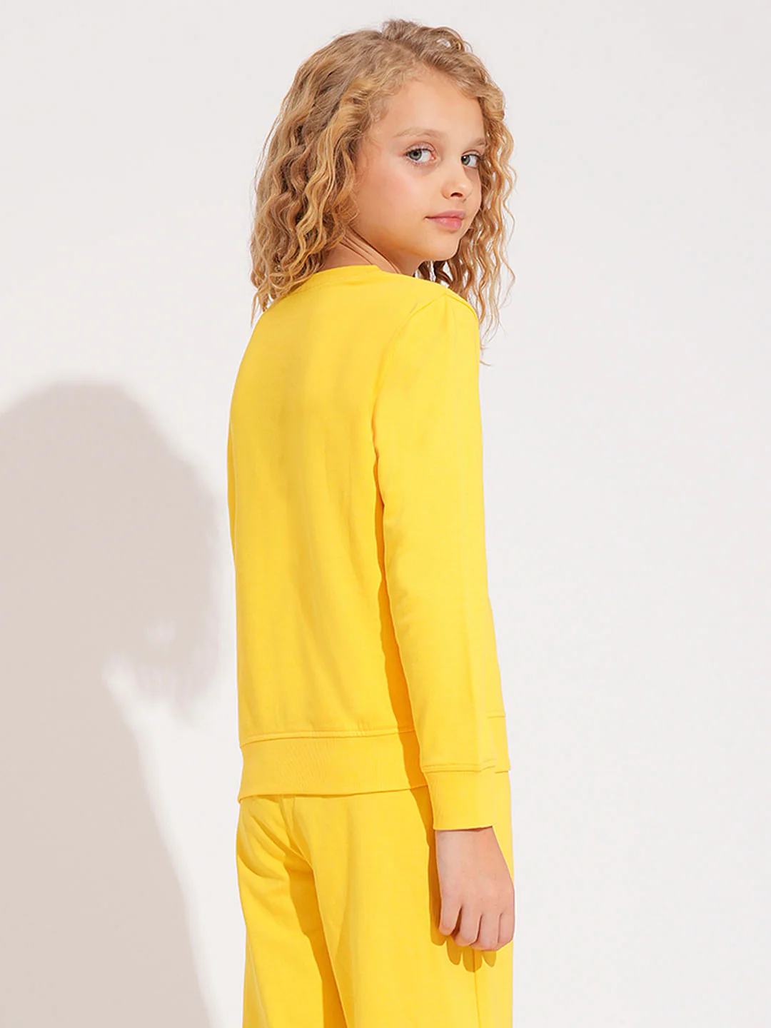 Girls Yellow Printed Co-Ord Set Sweatshirt - Image 3