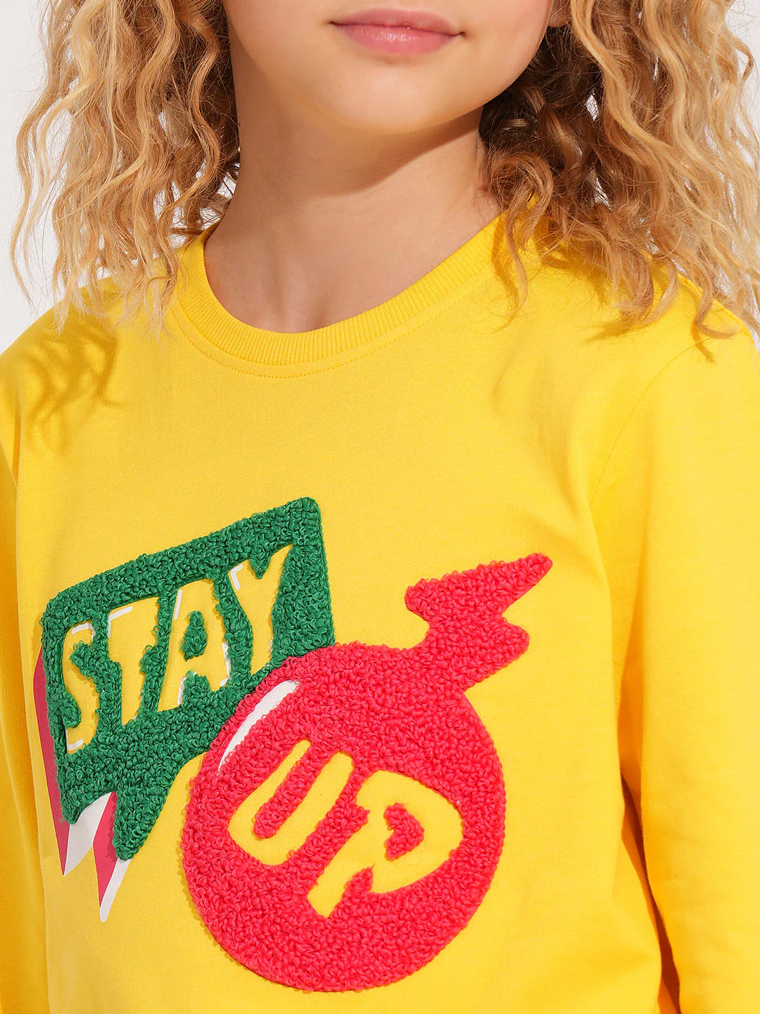 Girls Yellow Printed Co-Ord Set Sweatshirt - Image 4