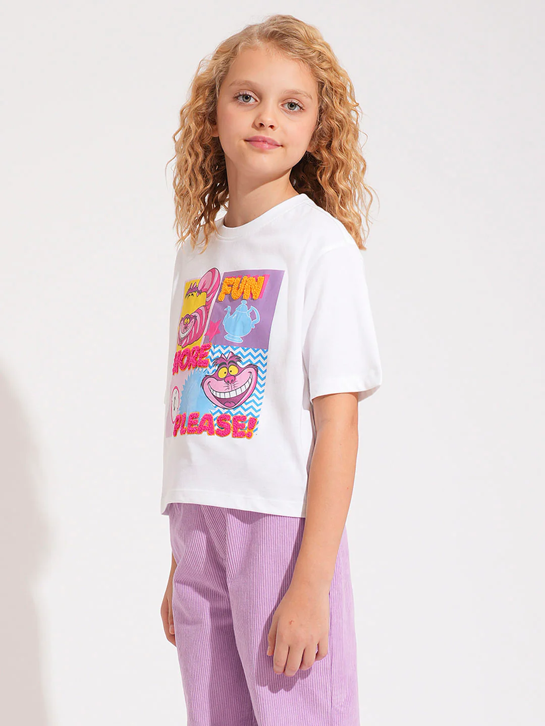 Girls White Cheshire Cat T-Shirt - Image 2