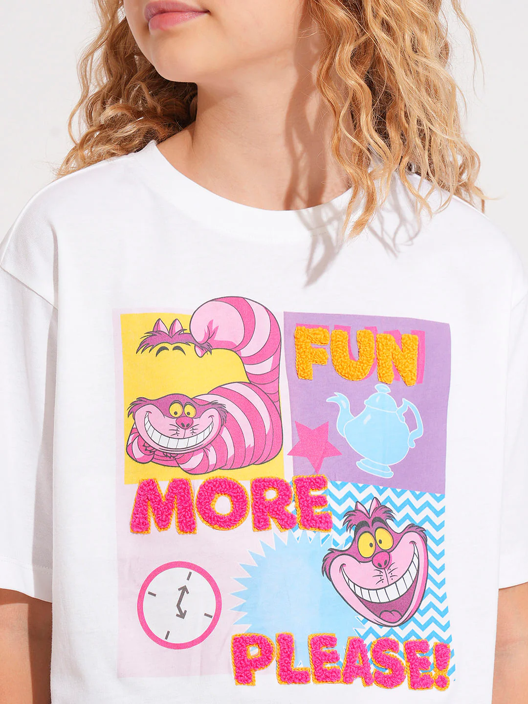 Girls White Cheshire Cat T-Shirt - Image 4