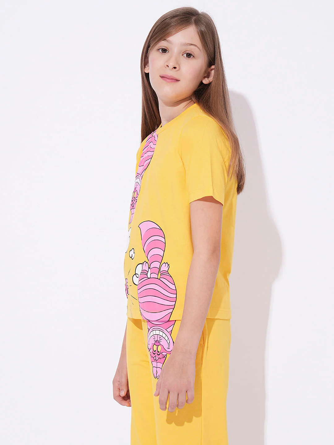 Girls Yellow Cheshire Cat T-Shirt - Image 2