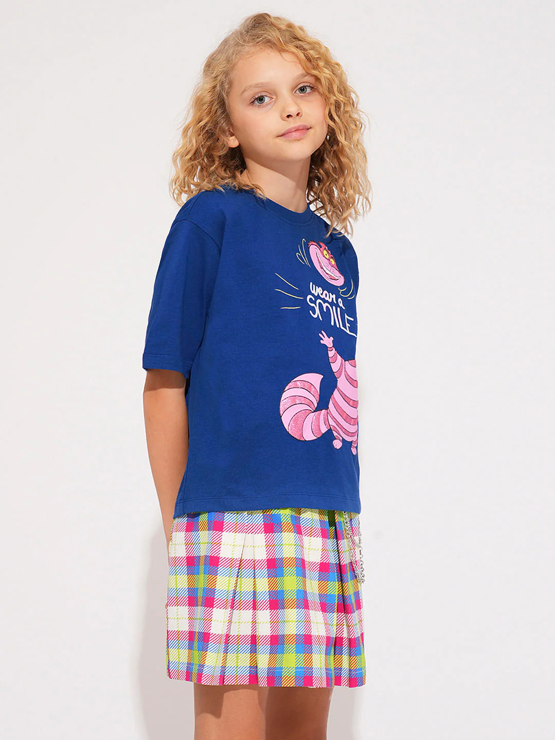 Girls Blue Cheshire Cat T-Shirt - Image 2