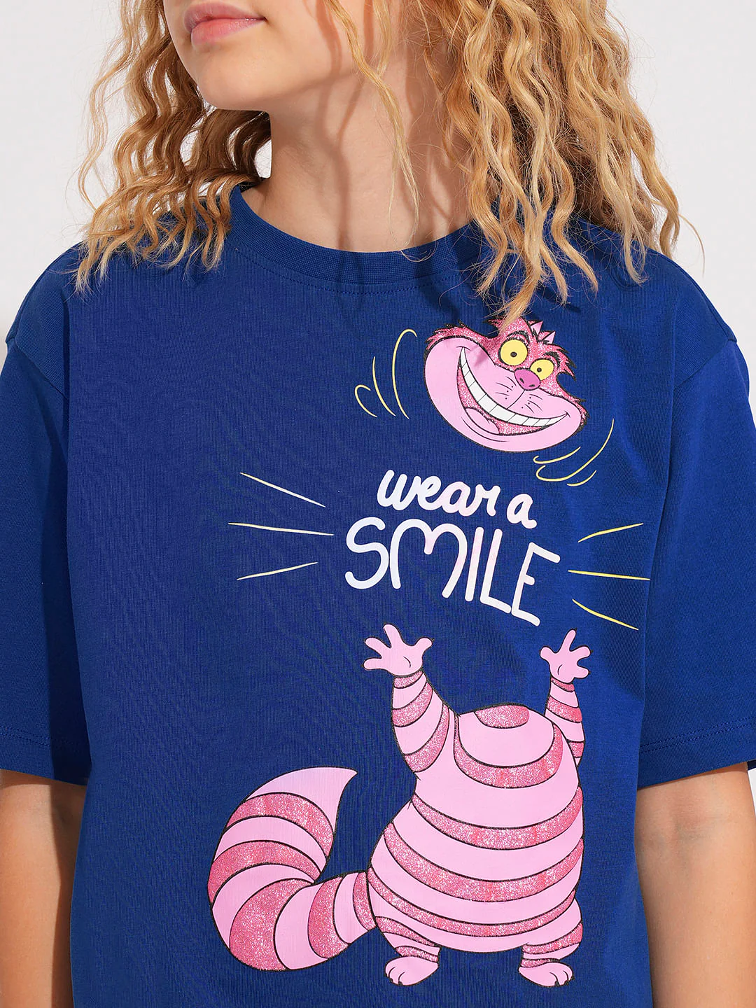 Girls Blue Cheshire Cat T-Shirt - Image 4