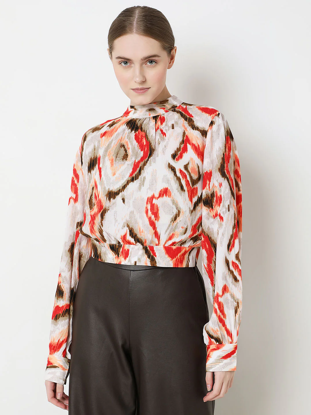 Beige Abstract Print Top - Image 2