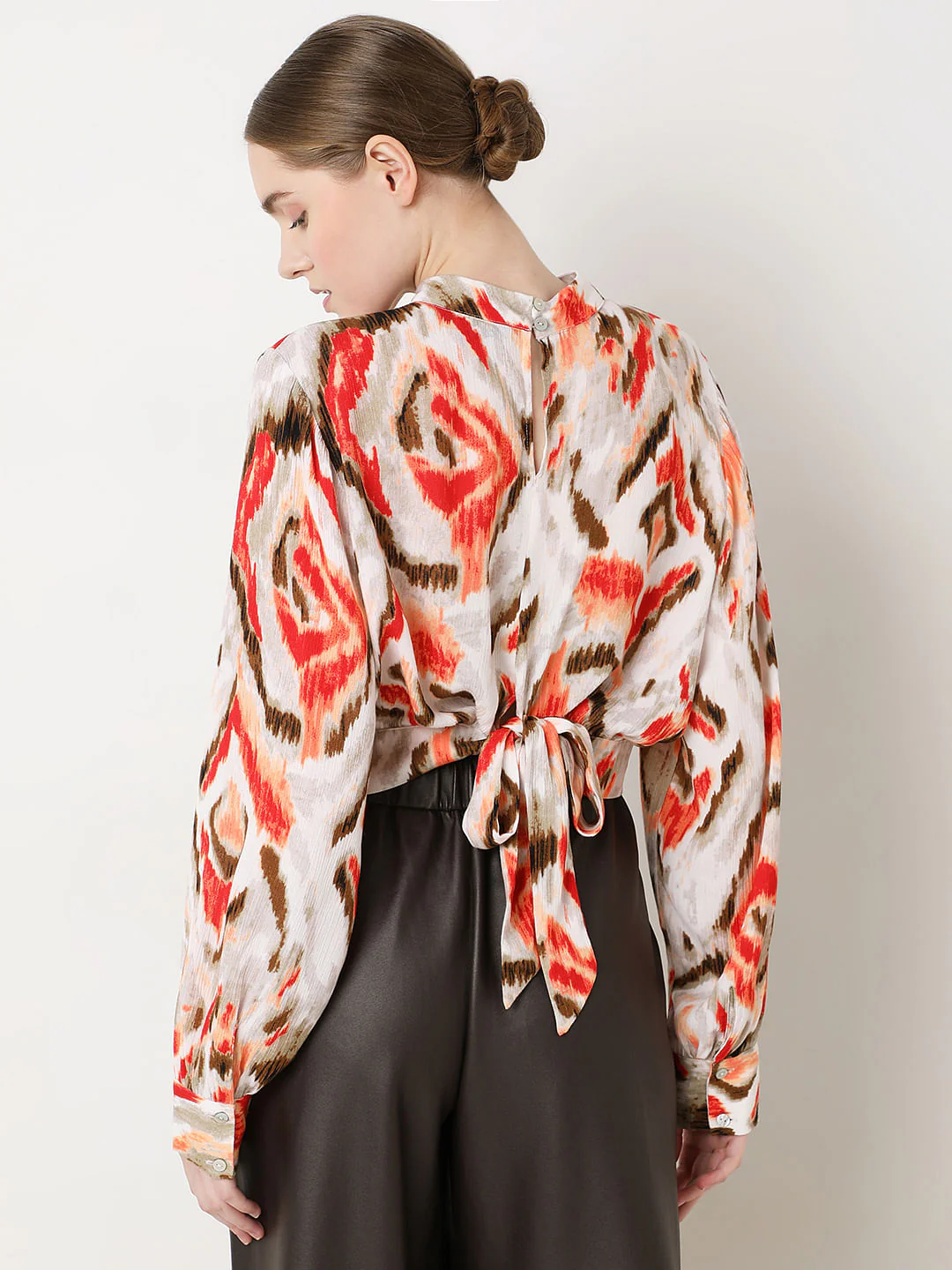 Beige Abstract Print Top - Image 4