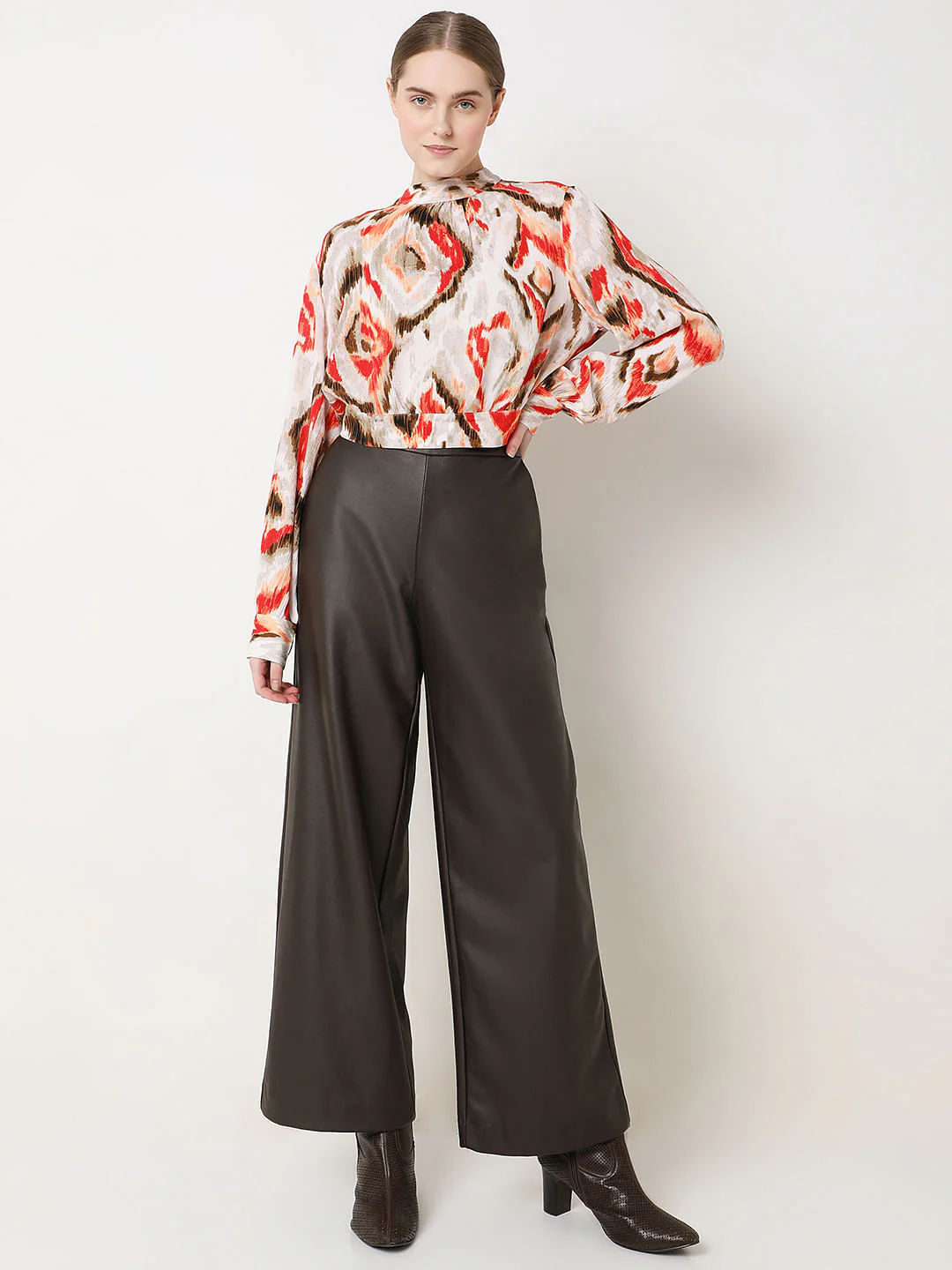Beige Abstract Print Top - Image 5