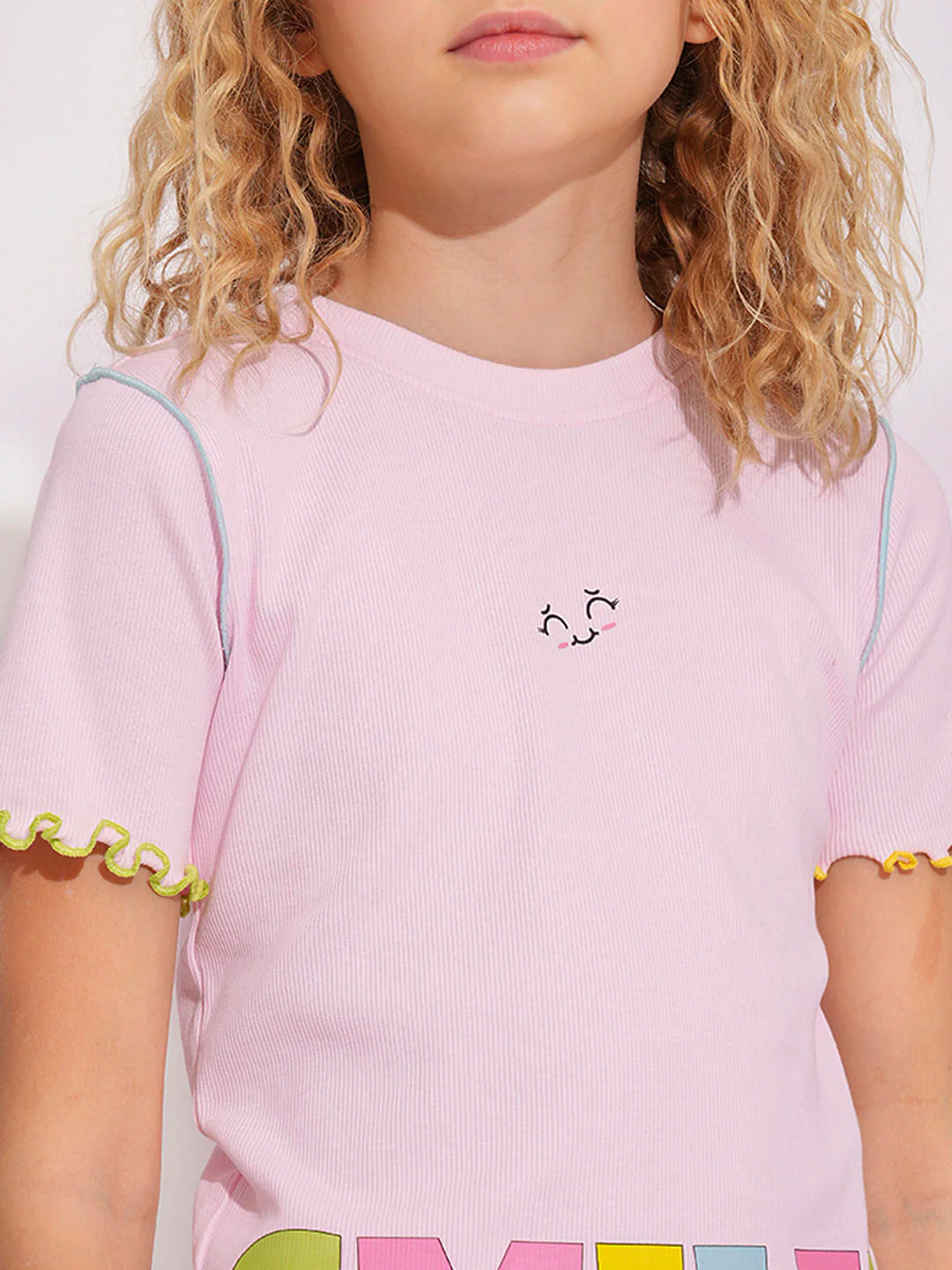Girls Pink Printed Co-Ord Set T-Shirt - Image 4