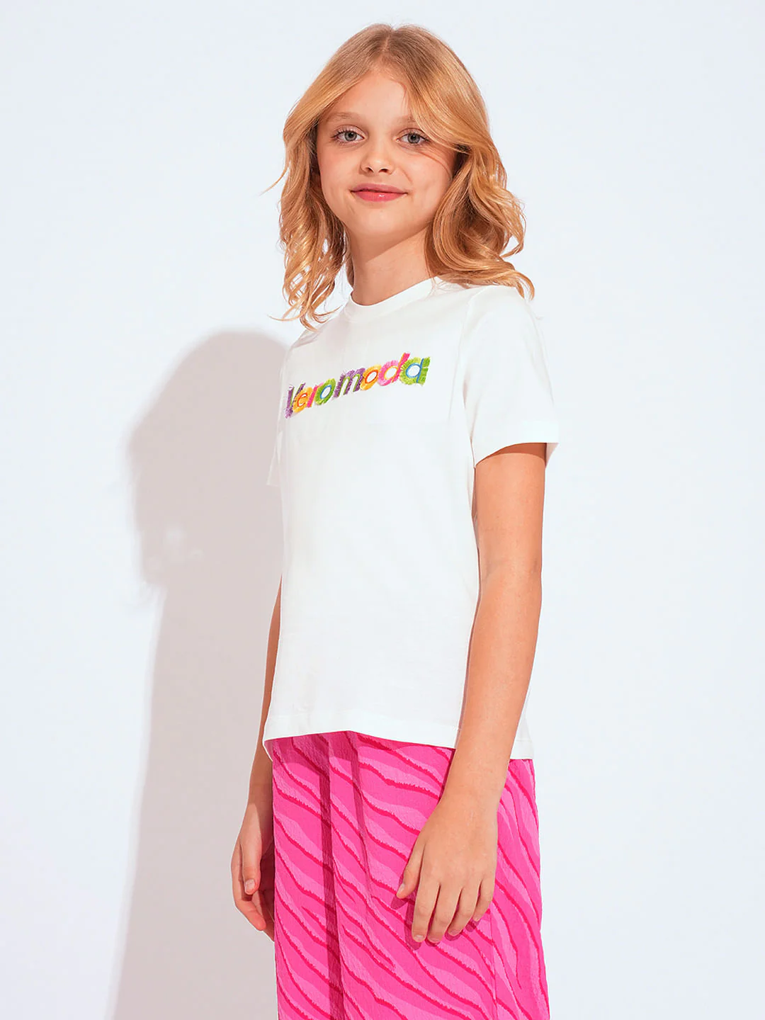 Girls White Logo Print T-Shirt - Image 2