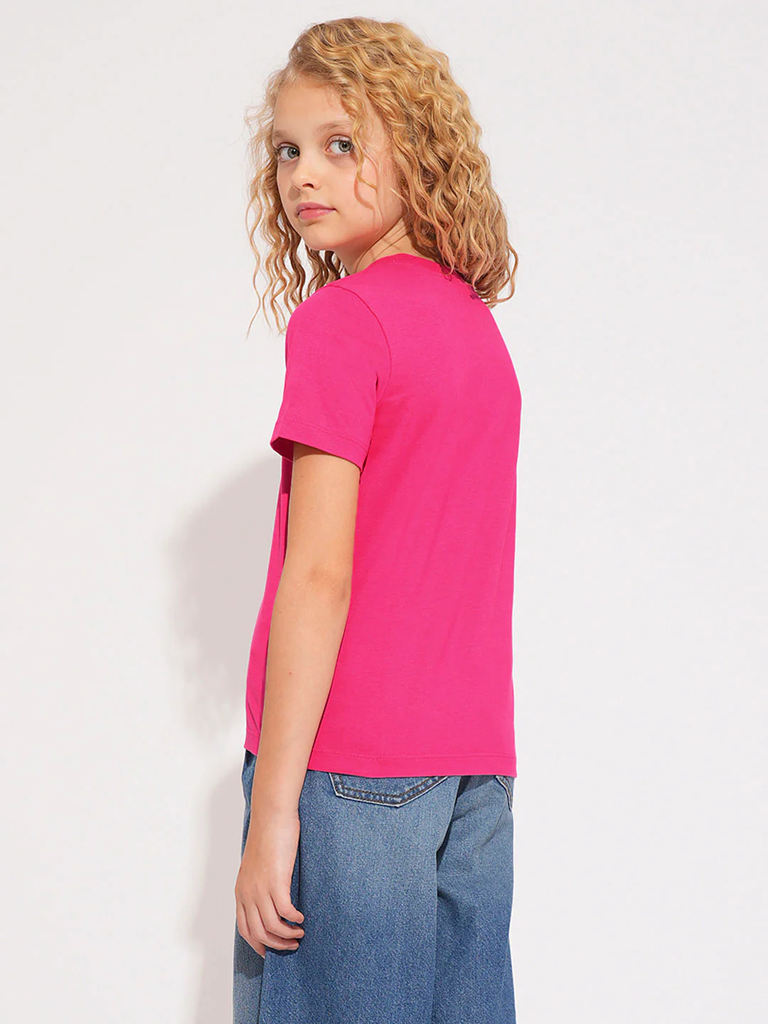 Girls Pink Terry Embroidered Cotton T-Shirt - Image 3