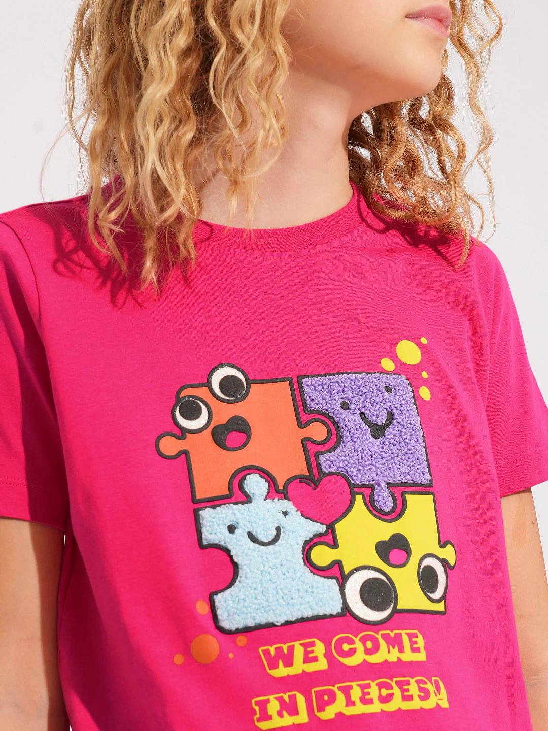 Girls Pink Terry Embroidered Cotton T-Shirt - Image 4