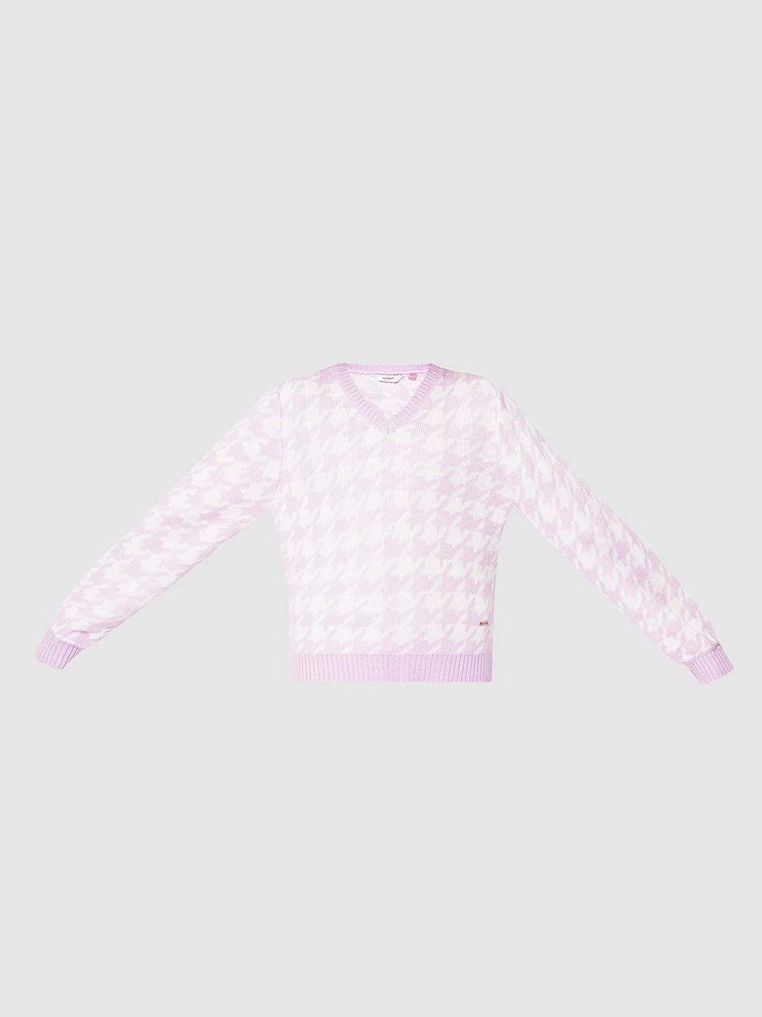 Girls Lilac Houndstooth Co-Ord Set Top - Image 6