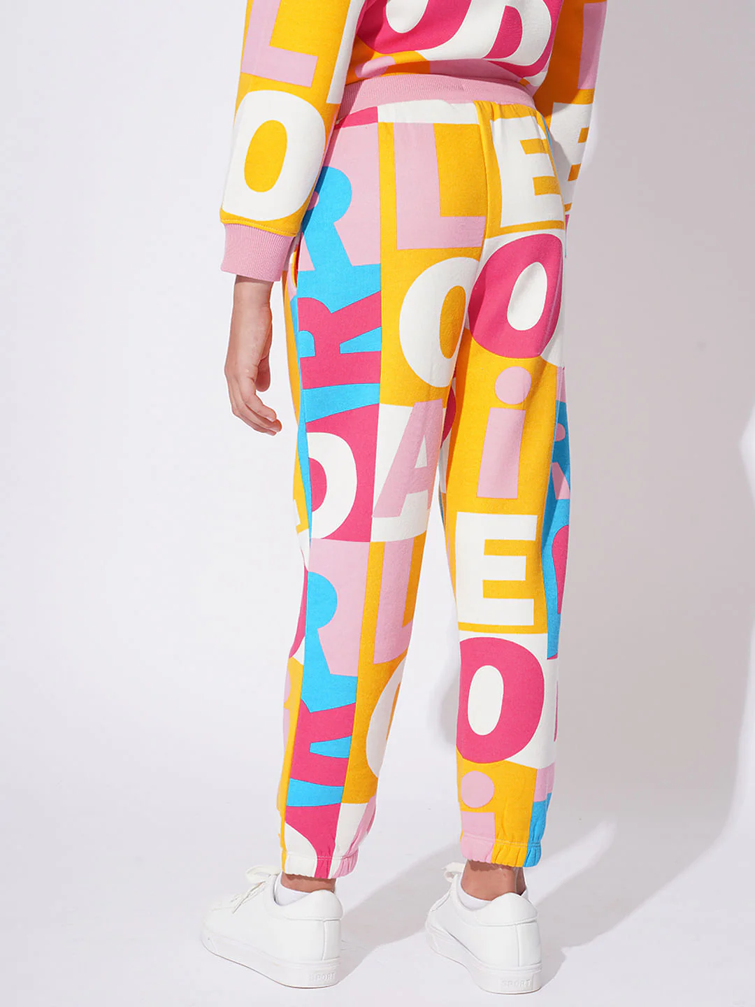Girls White Printed Co-Ord Set Joggers - Image 3