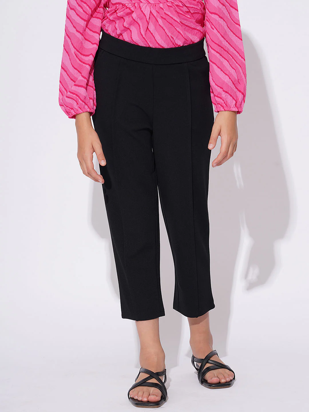 Girls Black Casual Pants - Image 2