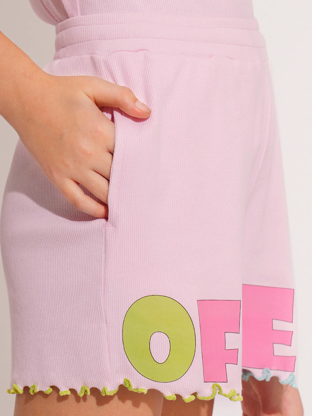 Girls Pink Printed Co-Ord Set Shorts - Image 4
