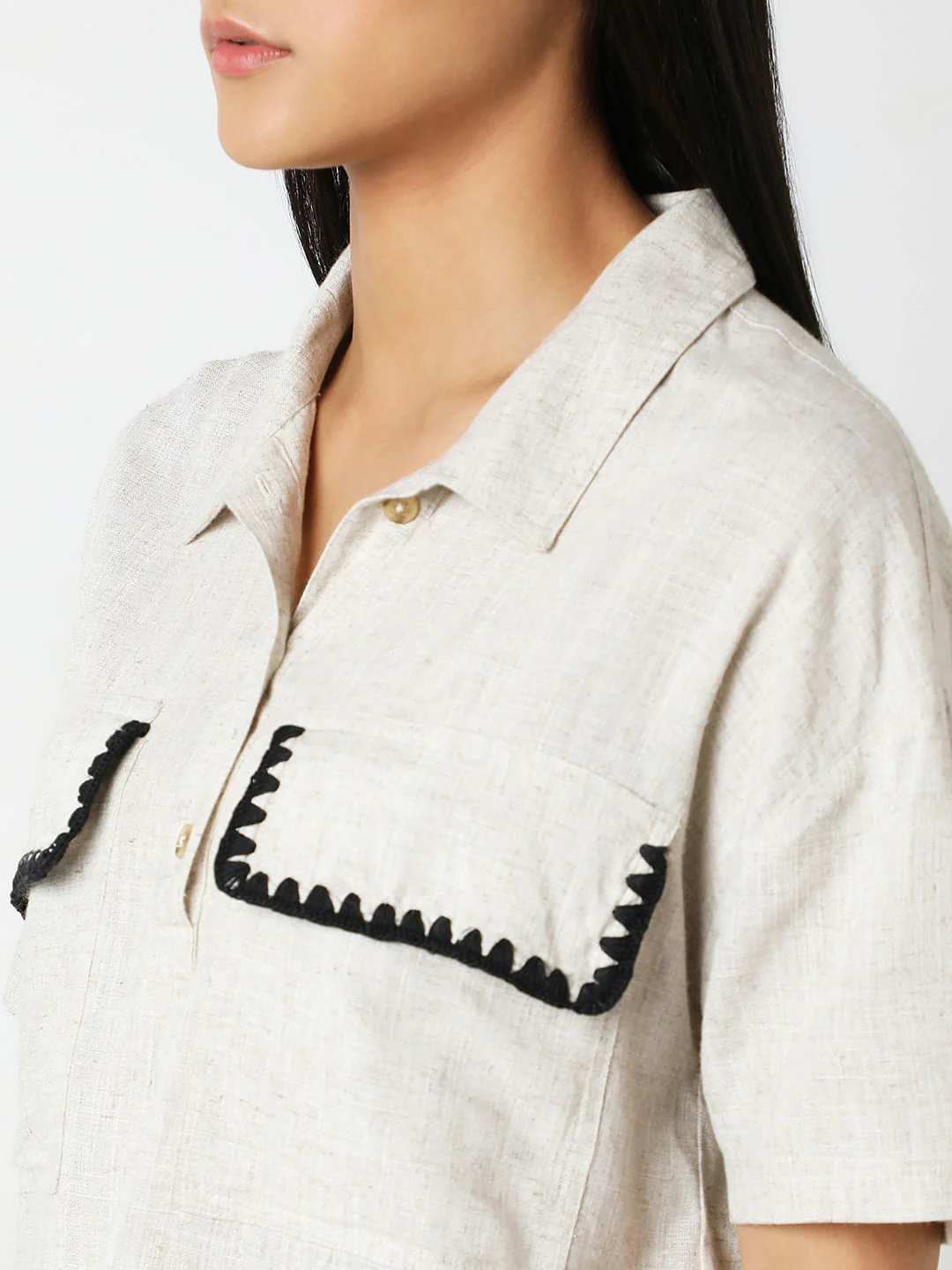 Ivory White Woven Co-Ord Set Shirt - Image 8