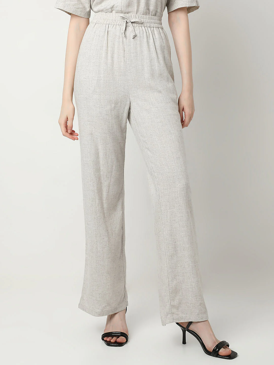 Ivory White Woven Co-Ord Set Pants - Image 2