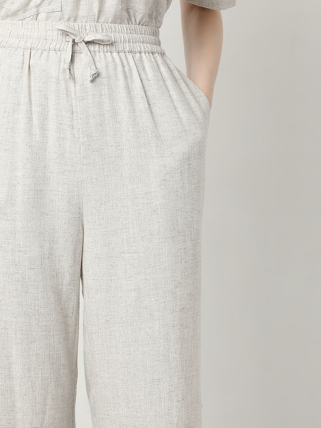 Ivory White Woven Co-Ord Set Pants - Image 6