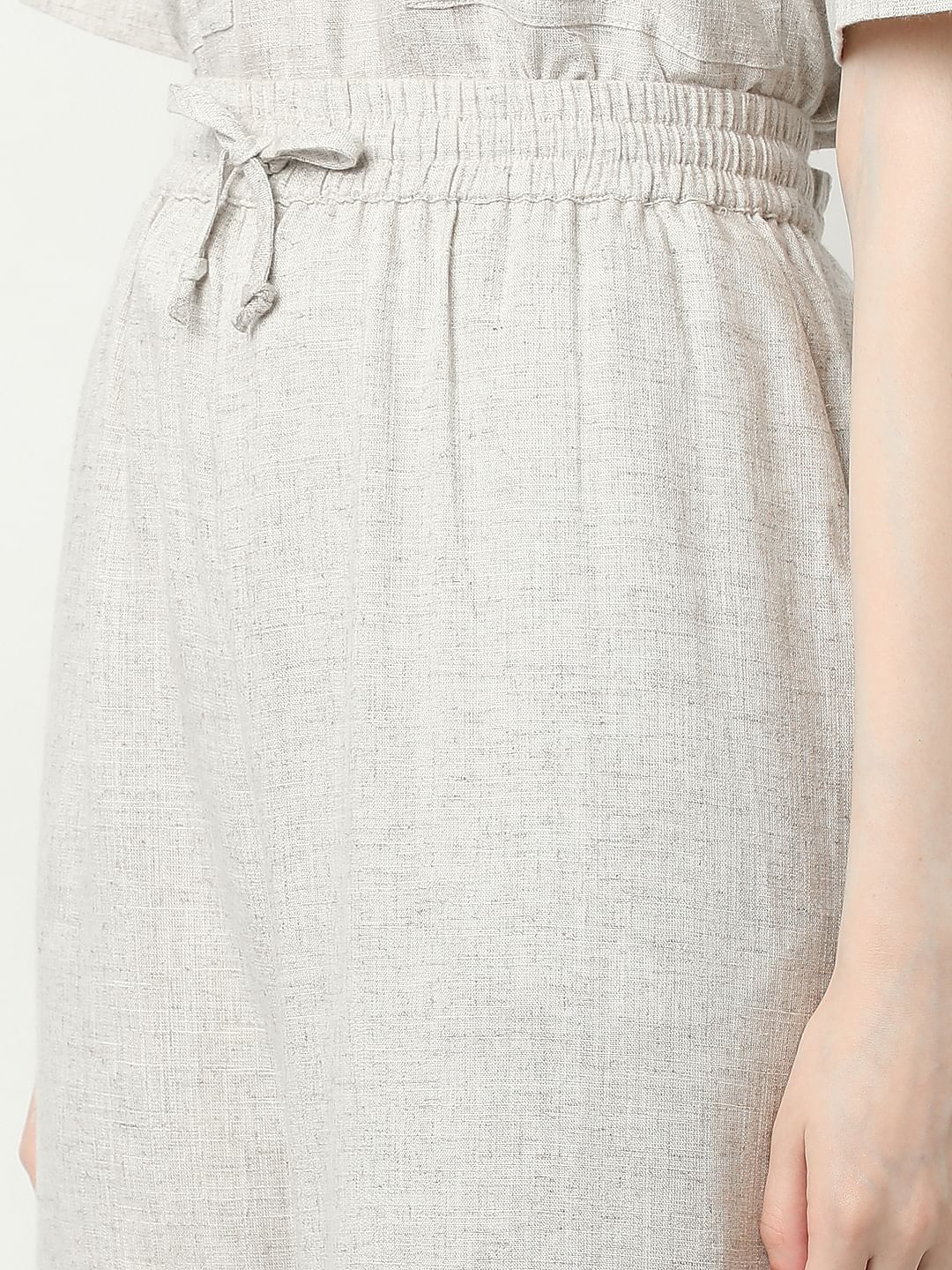 Ivory White Woven Co-Ord Set Pants - Image 8