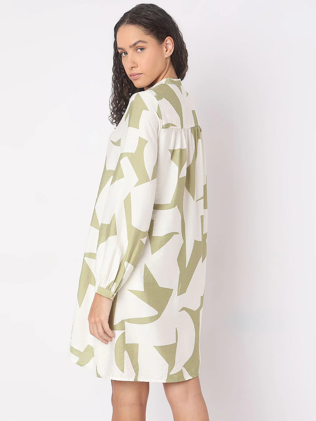 Beige Abstract Print Shift Dress - Image 4