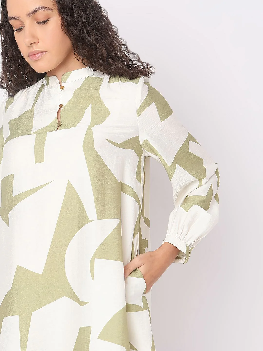 Beige Abstract Print Shift Dress - Image 6