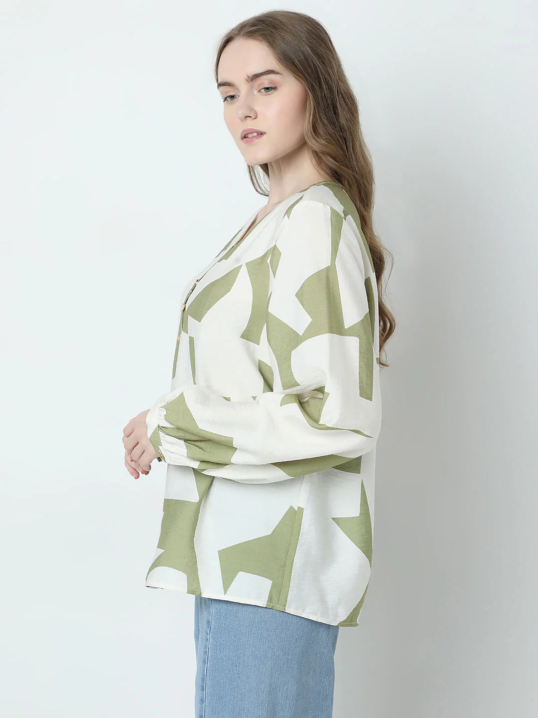 Beige Abstract Print Shirt - Image 3