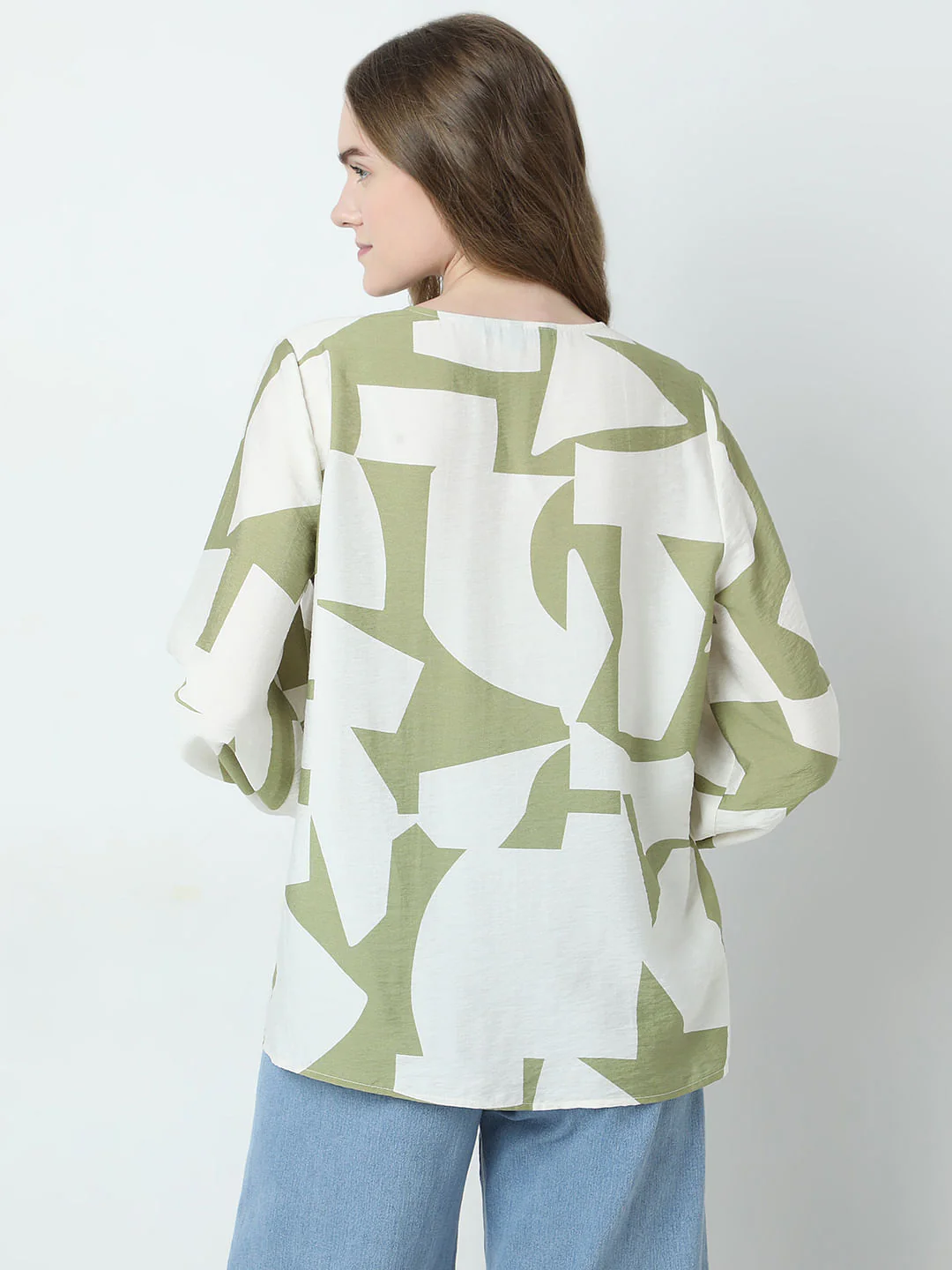 Beige Abstract Print Shirt - Image 4