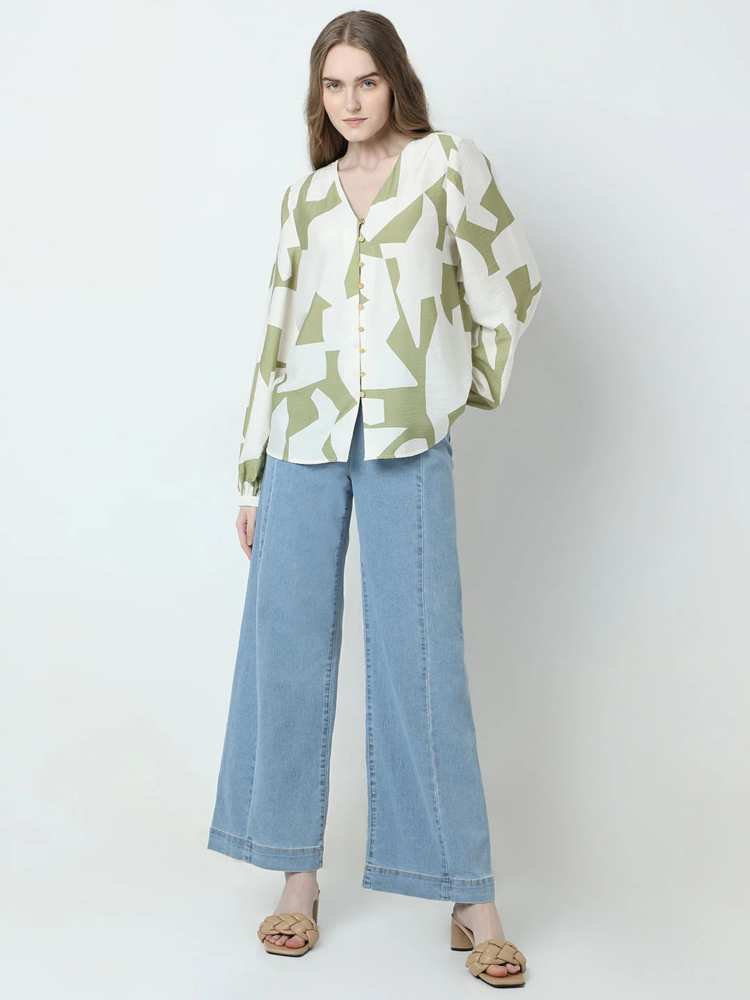 Beige Abstract Print Shirt - Image 5