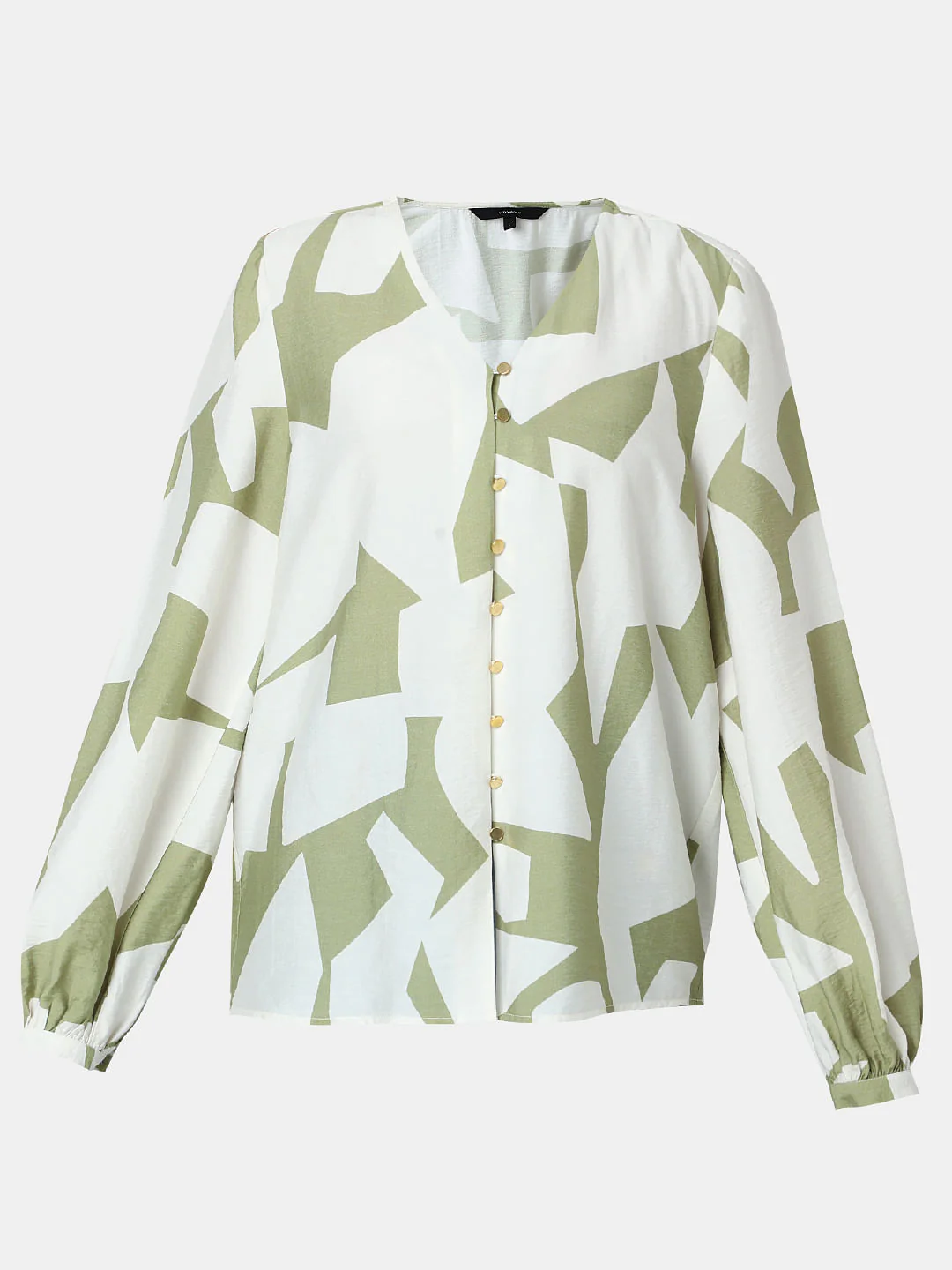 Beige Abstract Print Shirt - Image 7