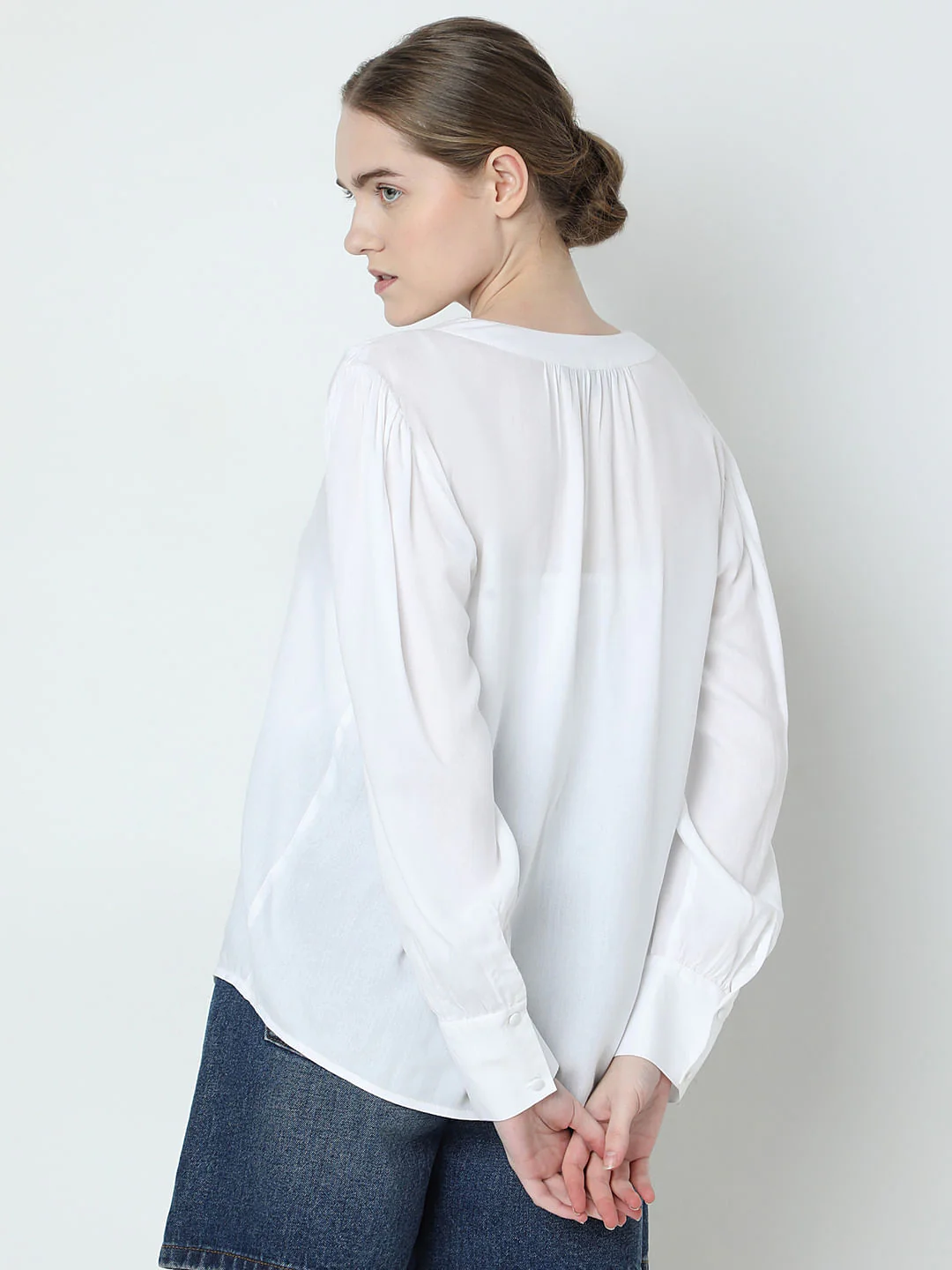 White V-Neck Shirt - Image 4