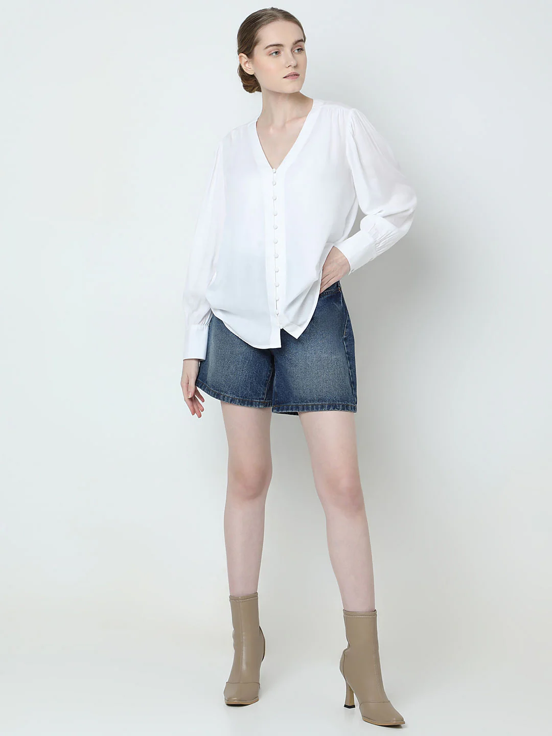 White V-Neck Shirt - Image 5
