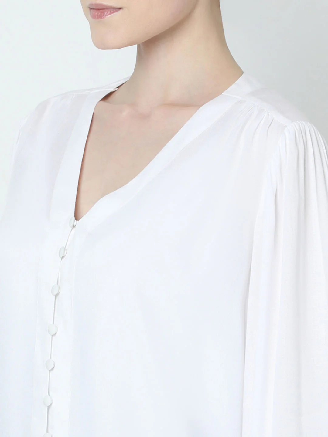 White V-Neck Shirt - Image 8