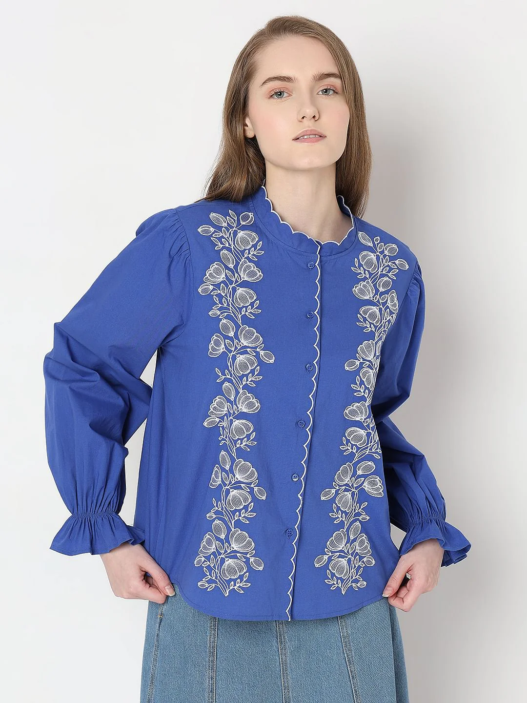 Dark Blue Embroidered Top - Image 2